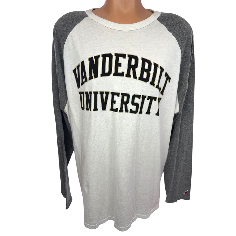 Champion Vanderbilt University Long Sleeve Shirt Mens Sz XXL White Gray